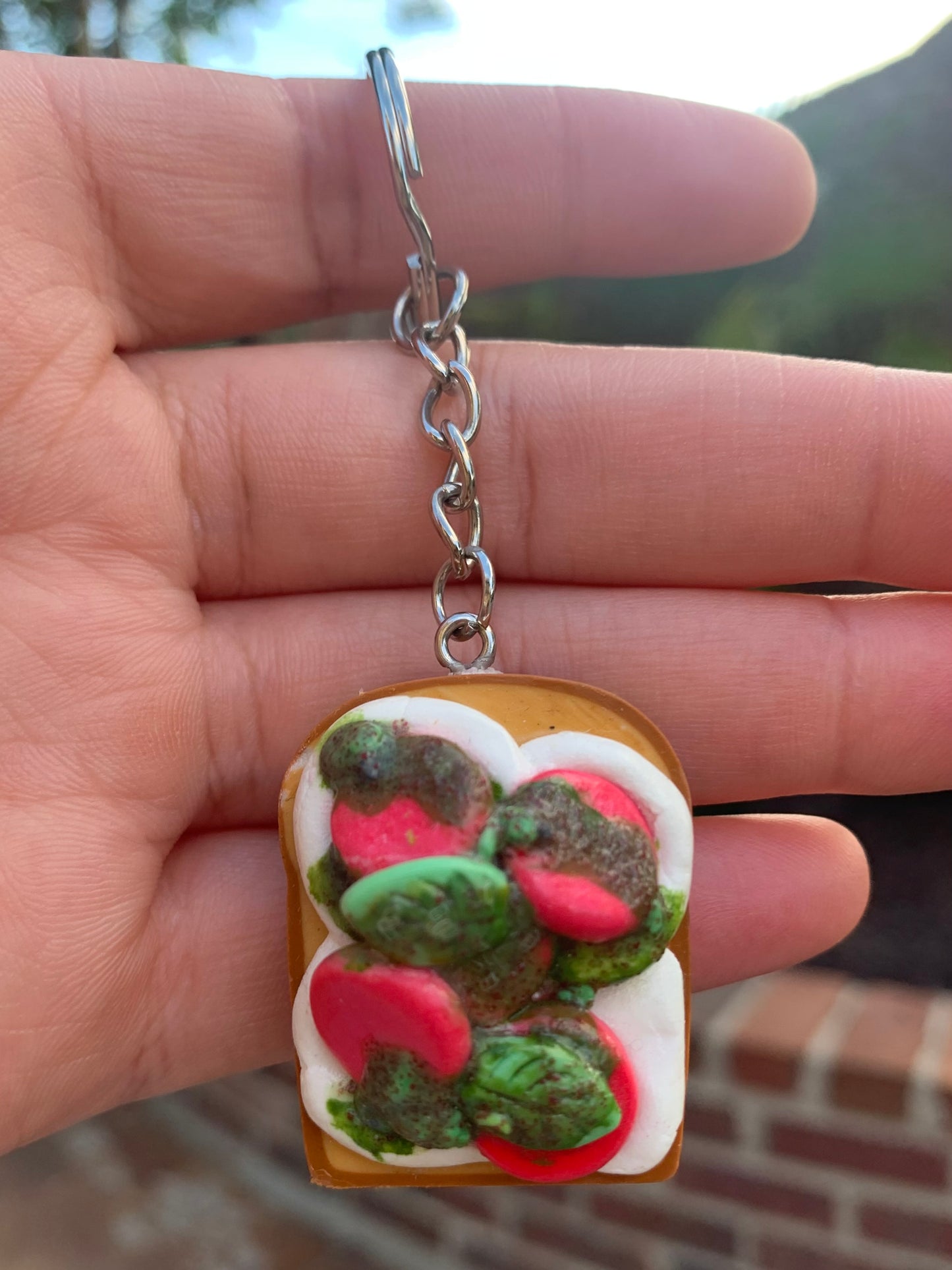 Tomato on top of Mozzarella Cheese Keychain