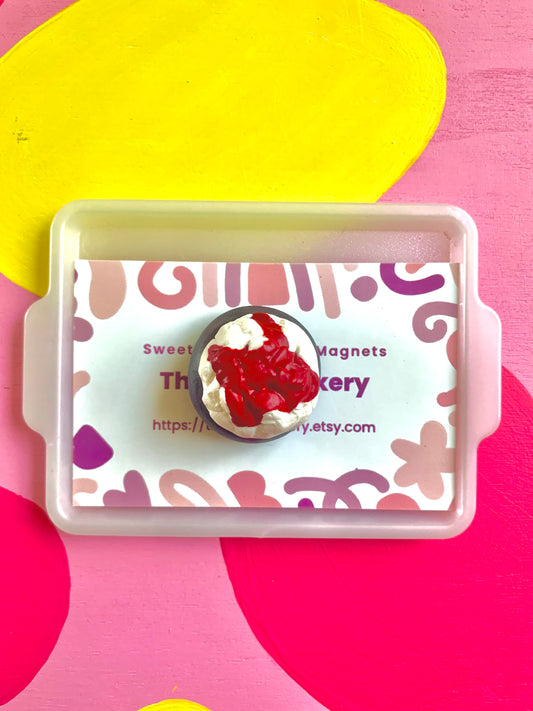 Strawberry Drizzle on Chocolate Cookie Magnet