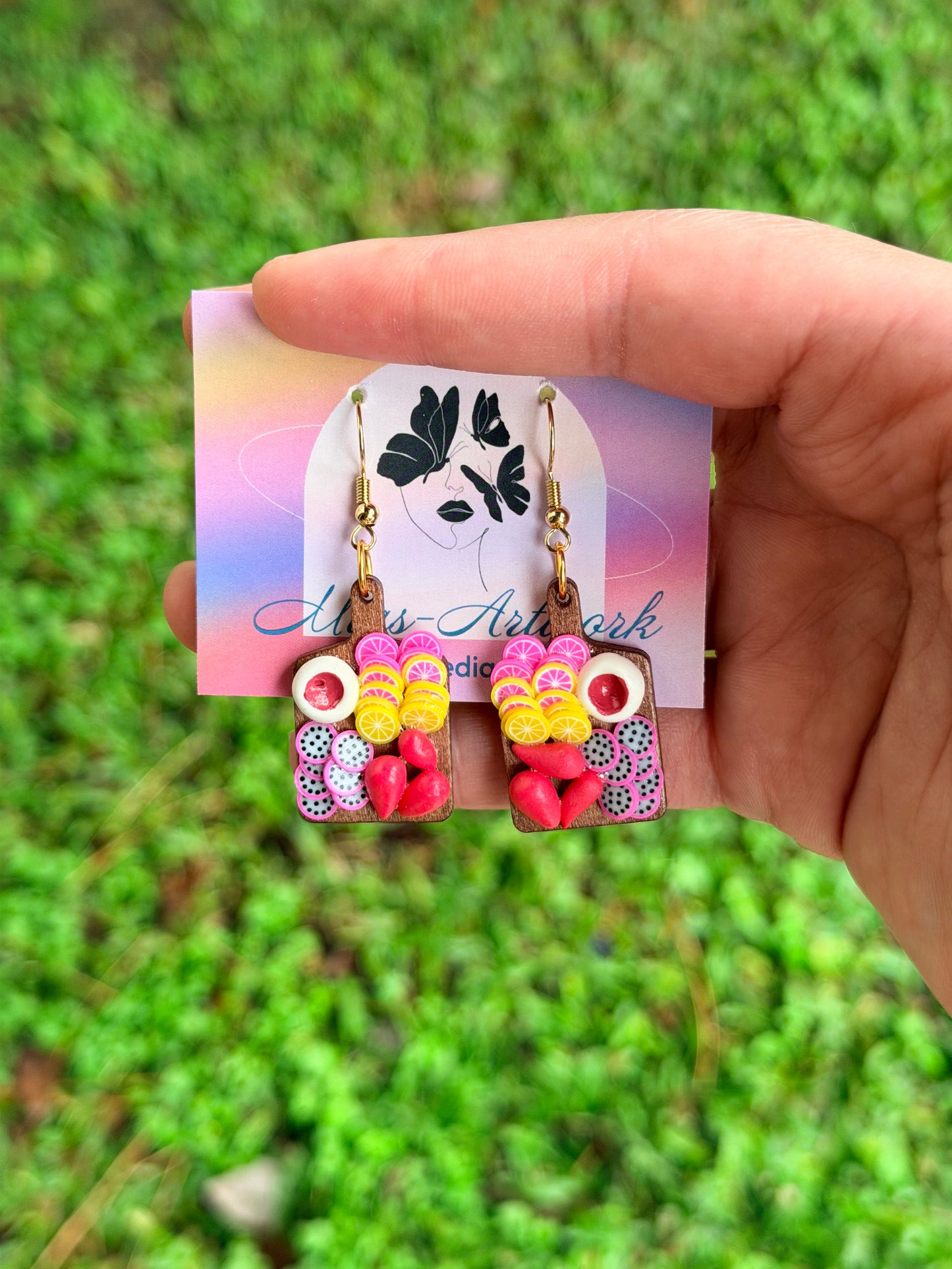Pink Fruit Charcuterie Board Earrings