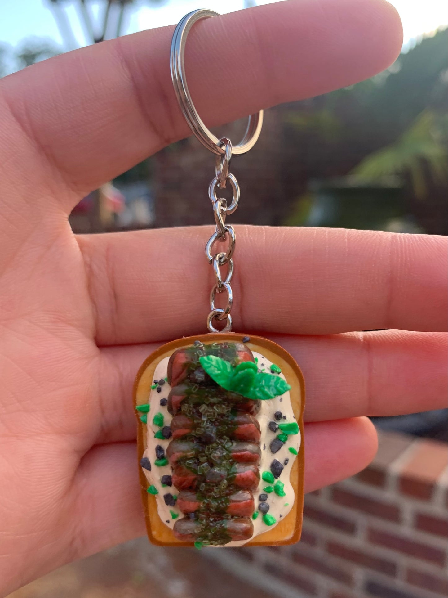 Steak on Mashed Potatoes Keychain