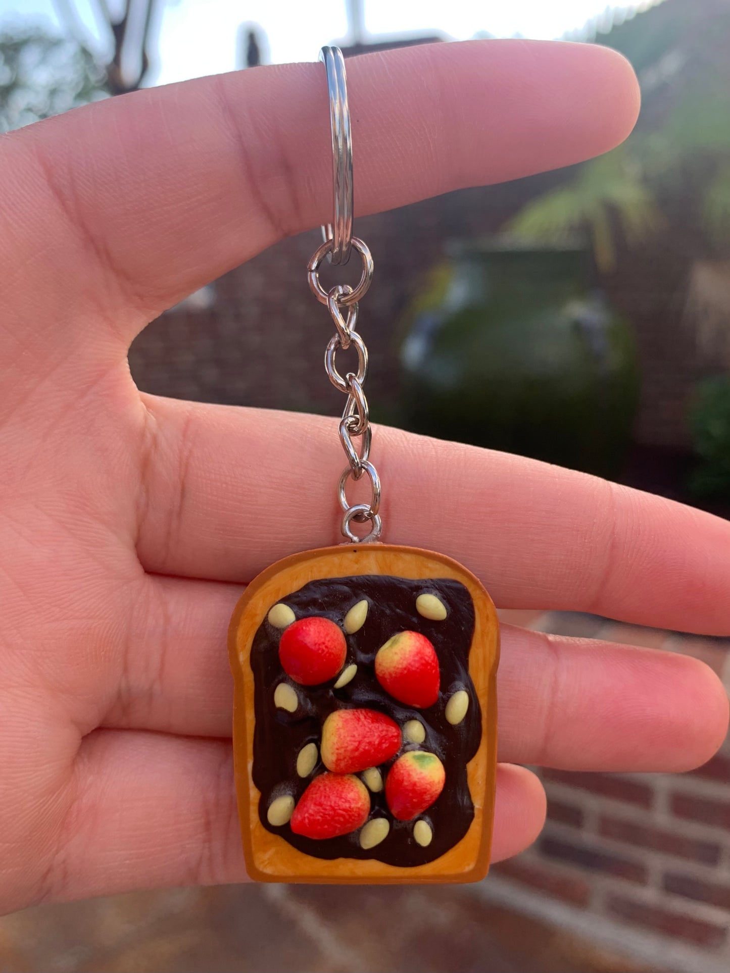 Chocolate Strawberry with Sunflower Seeds Toast Keychain