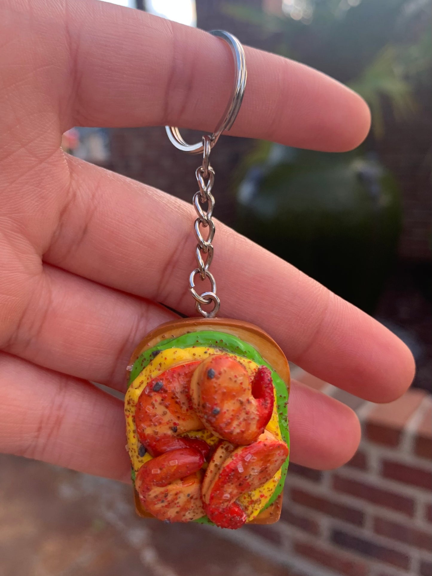 Shrimp with Egg and Avocado Keychain