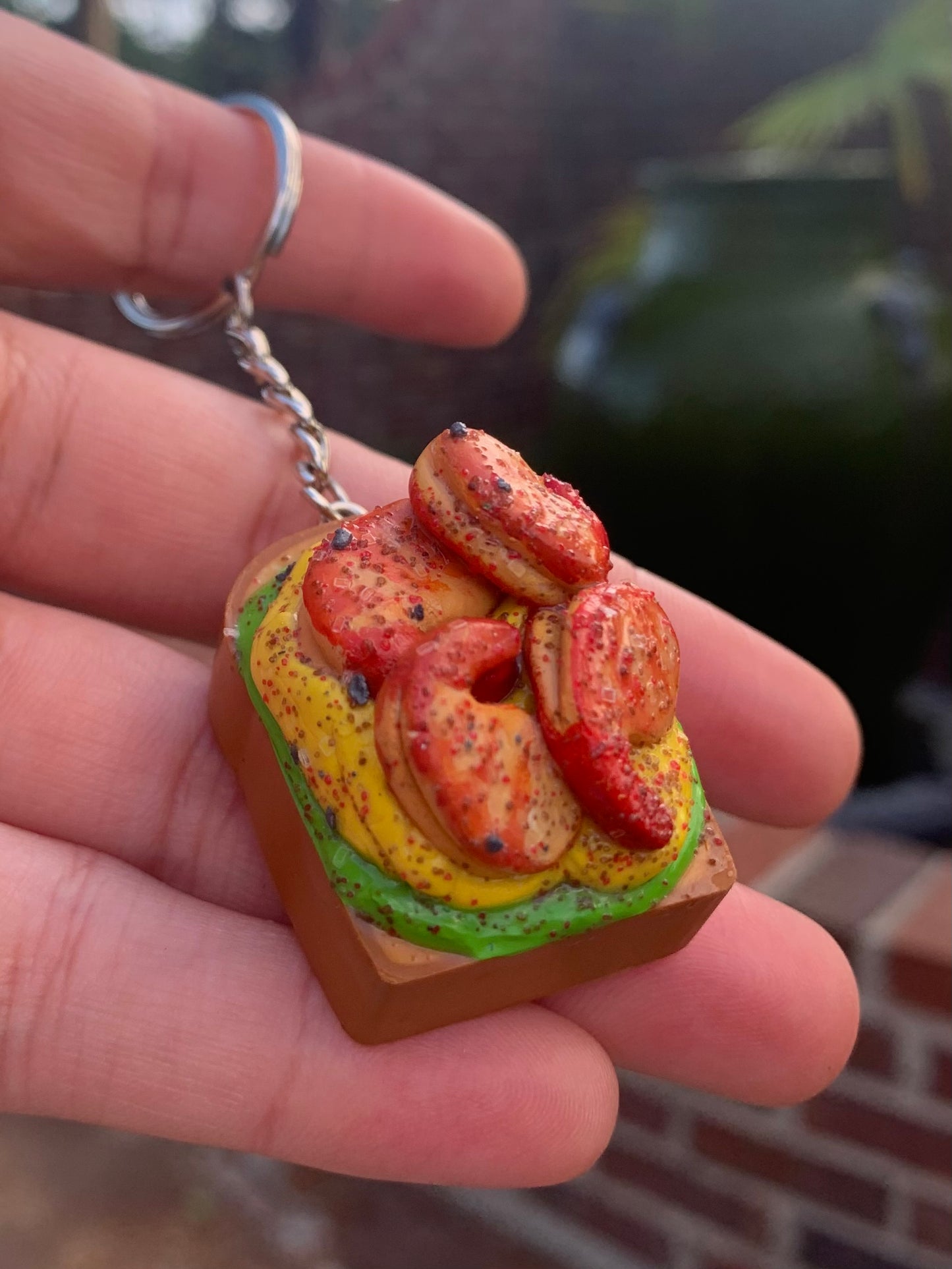 Shrimp with Egg and Avocado Keychain