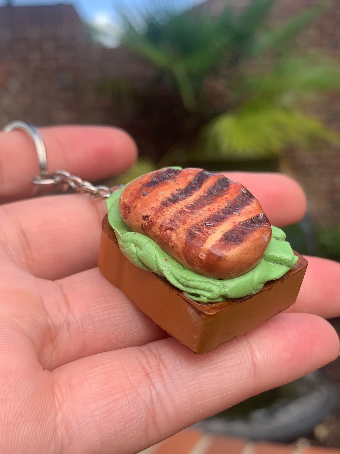 Open-faced Chicken Patty Keychain