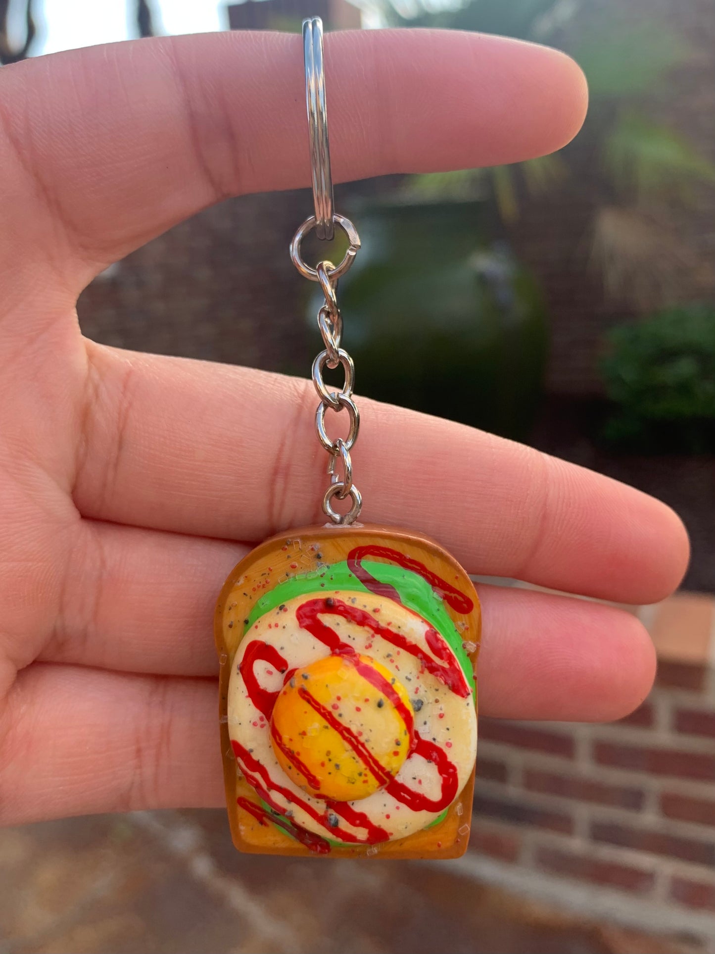 Egg with Sriracha Toast Keychain