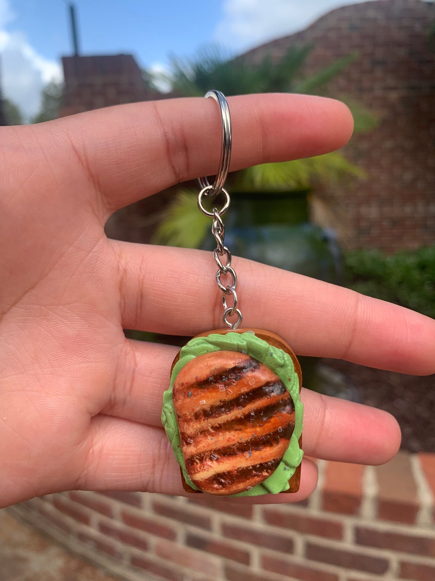Open-faced Chicken Patty Keychain