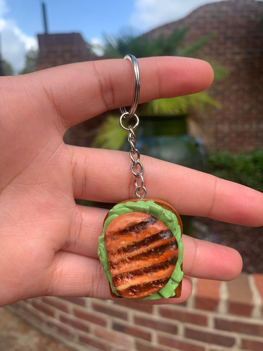 Open-faced Chicken Patty Keychain