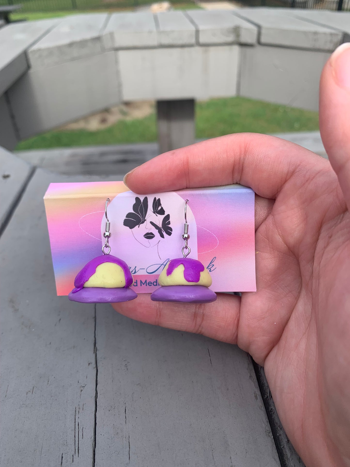Ube Ice Cream Cookie Earrings