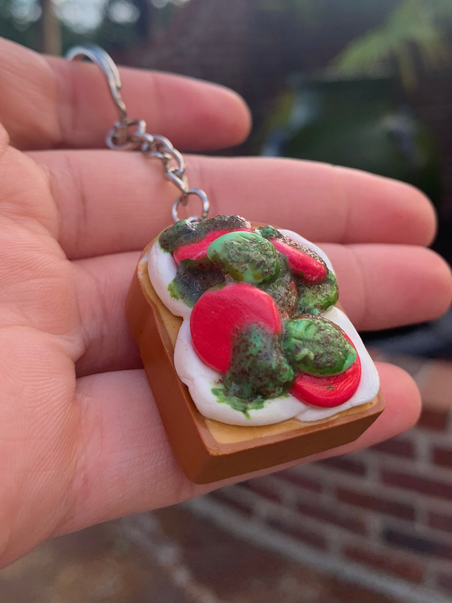 Tomato on top of Mozzarella Cheese Keychain