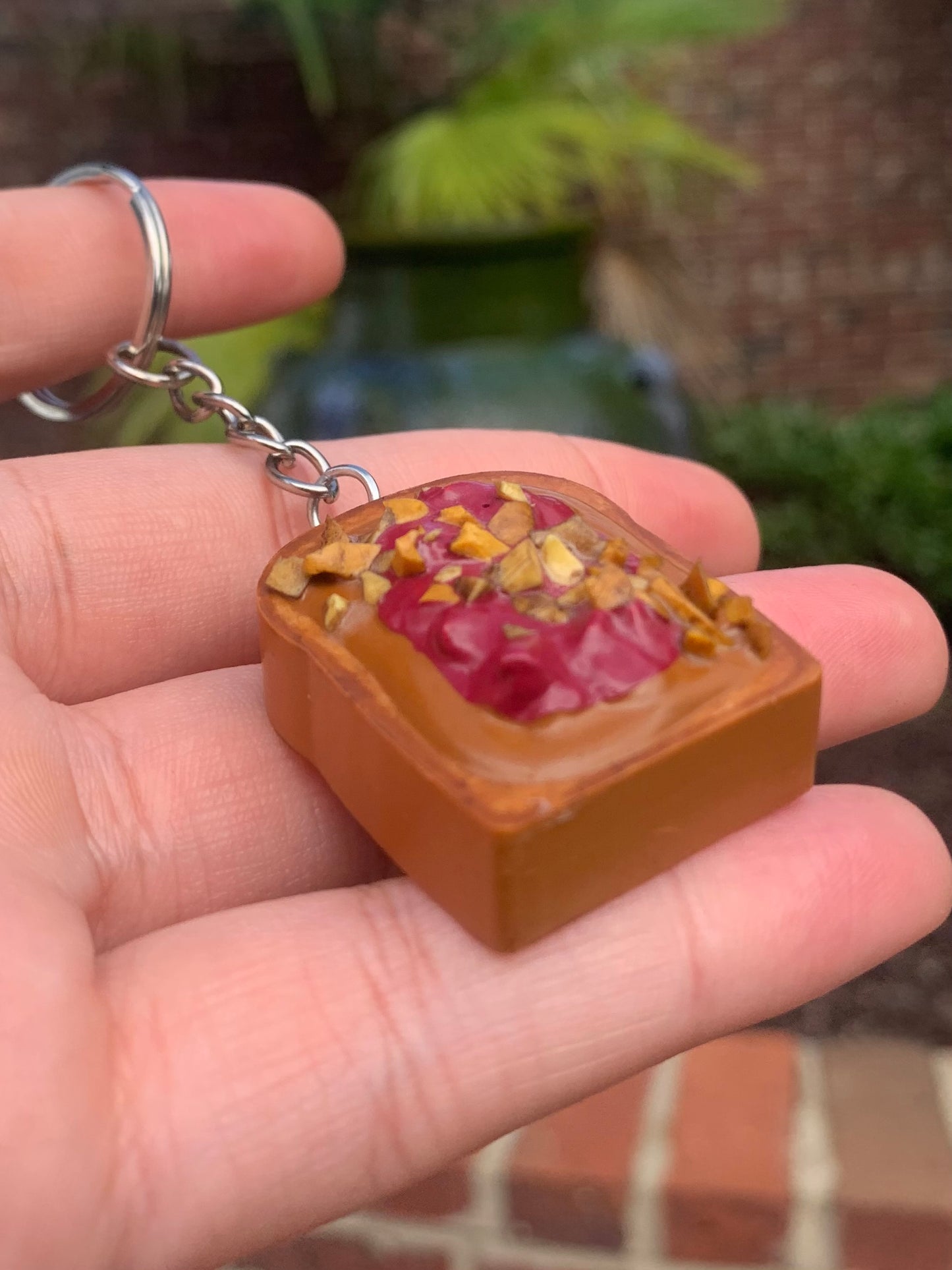Open-faced Peanut Butter and Jelly Sandwich Keychain