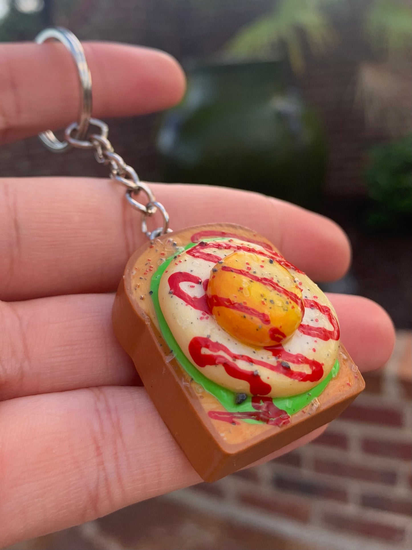 Egg with Sriracha Toast Keychain