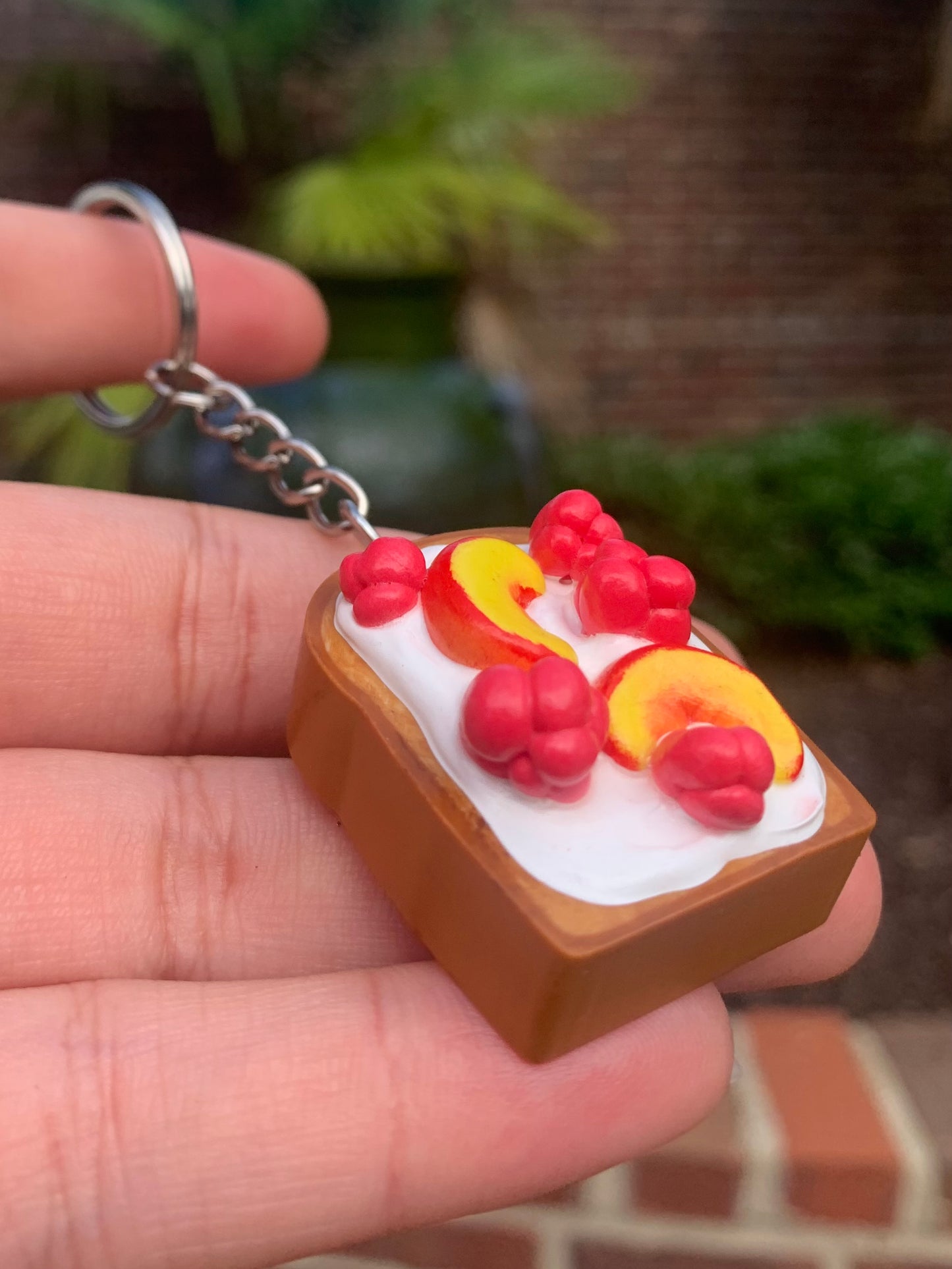 Peach and Raspberry Yogurt Toast Keychain