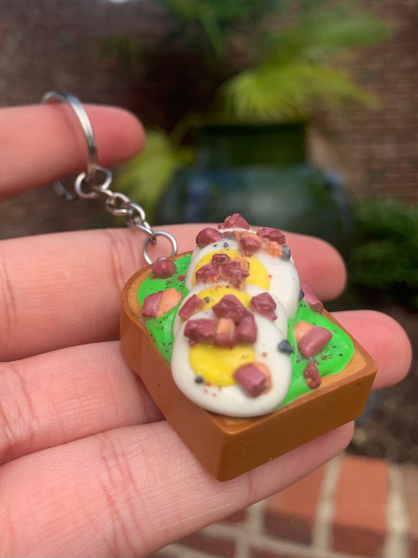 Boiled Egg and Bacon with Avocado Toast Keychain