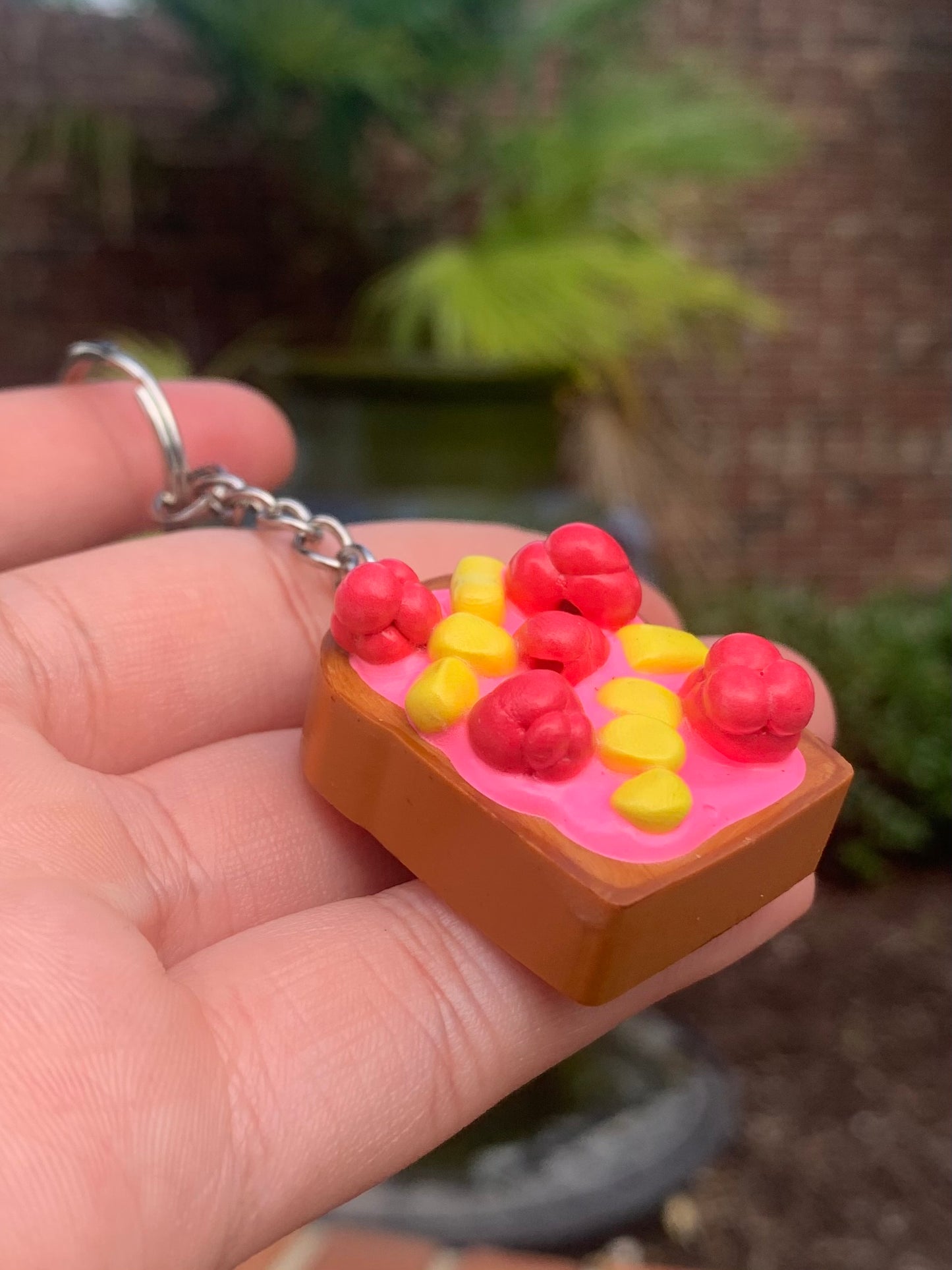 Mango and Raspberry Yogurt Toast Keychain
