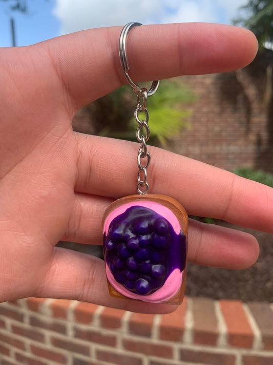 Blueberry Yogurt with Raspberry Custard Toast Keychain
