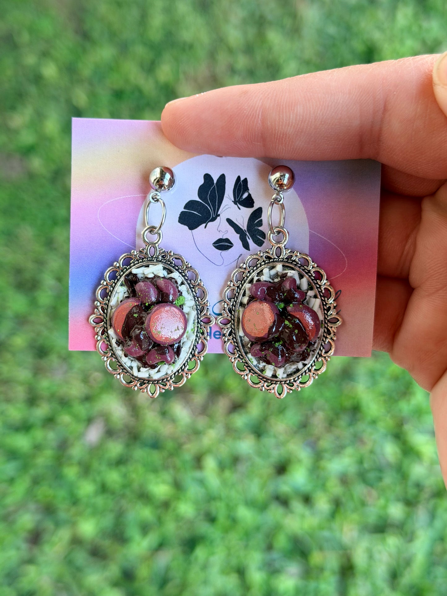 Full Red Beans and Rice Silver-Plated Earrings