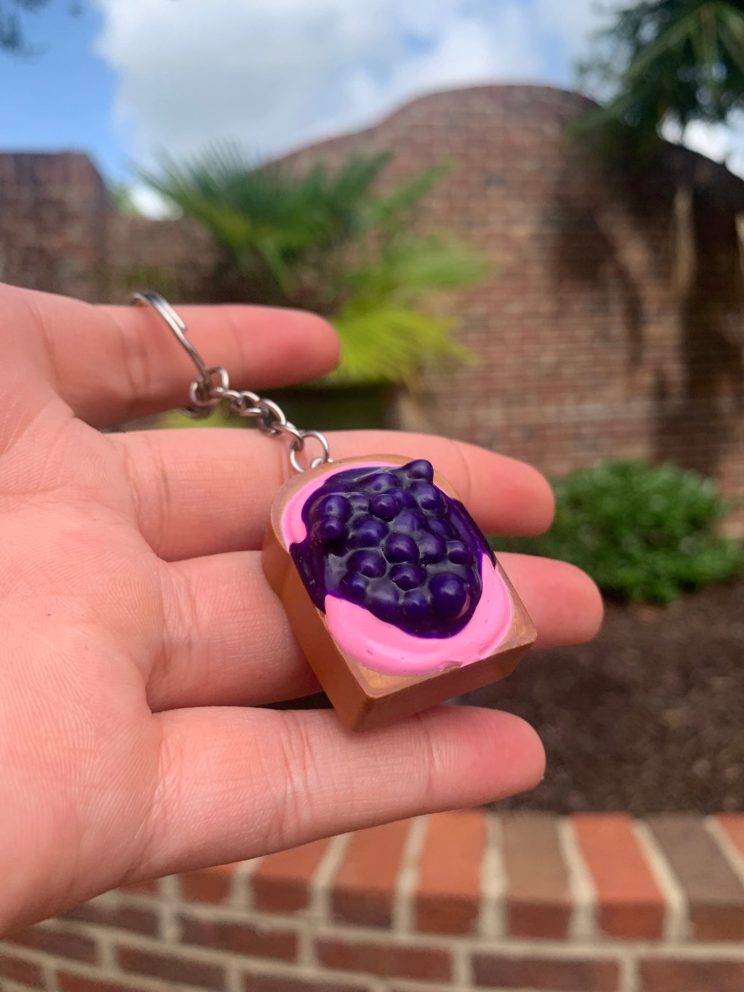 Blueberry Yogurt with Raspberry Custard Toast Keychain