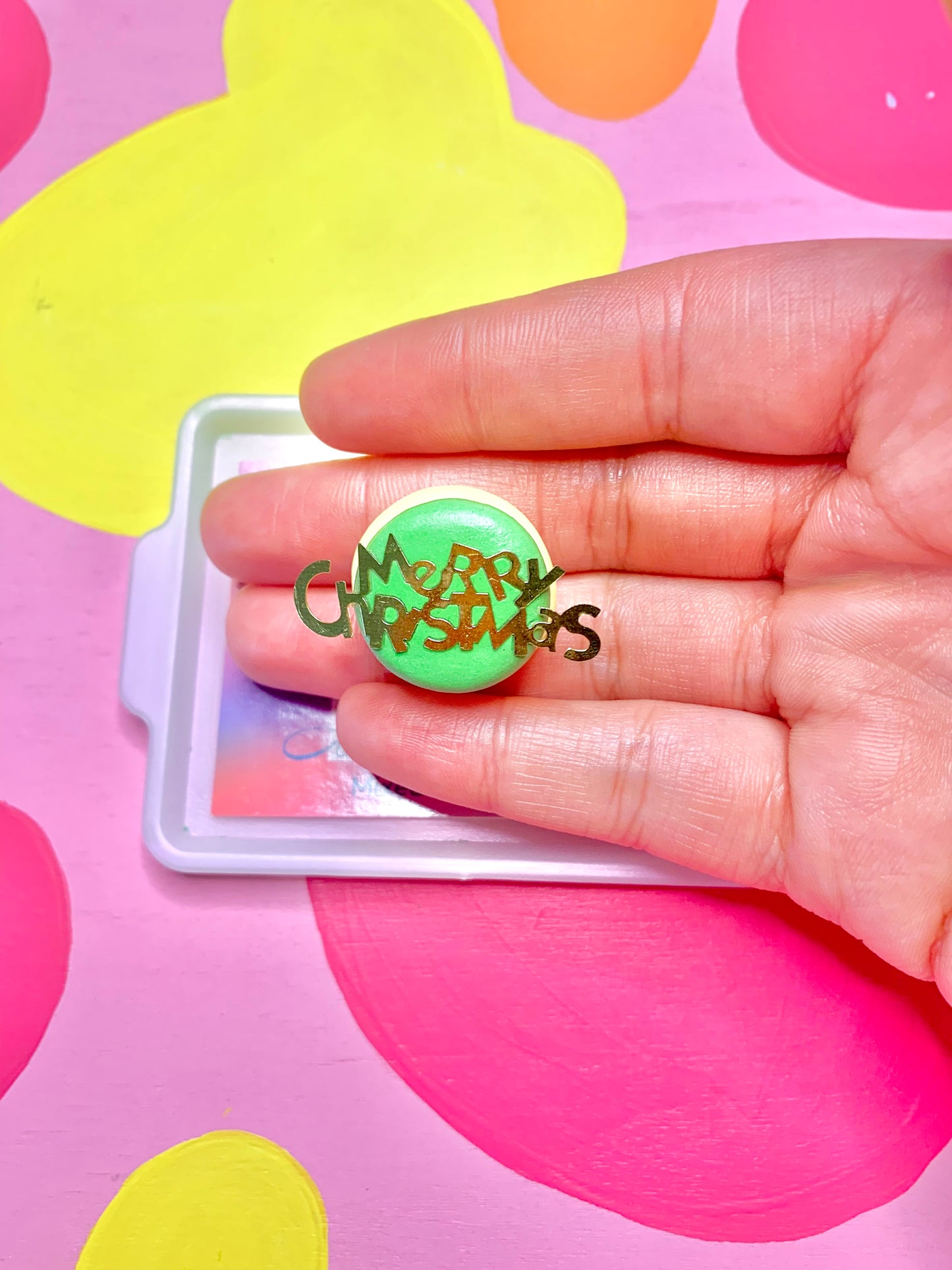 Green “Merry Christmas” Cookie Magnet