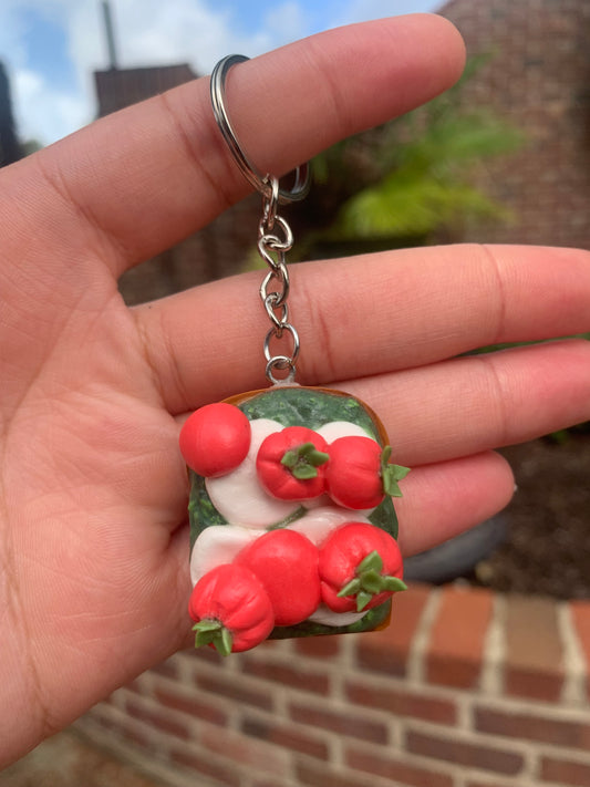 Tomato and Basil Toast Keychain
