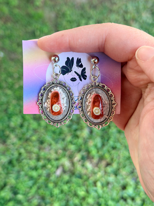 Salmon with Rice Silver-Plated Earrings