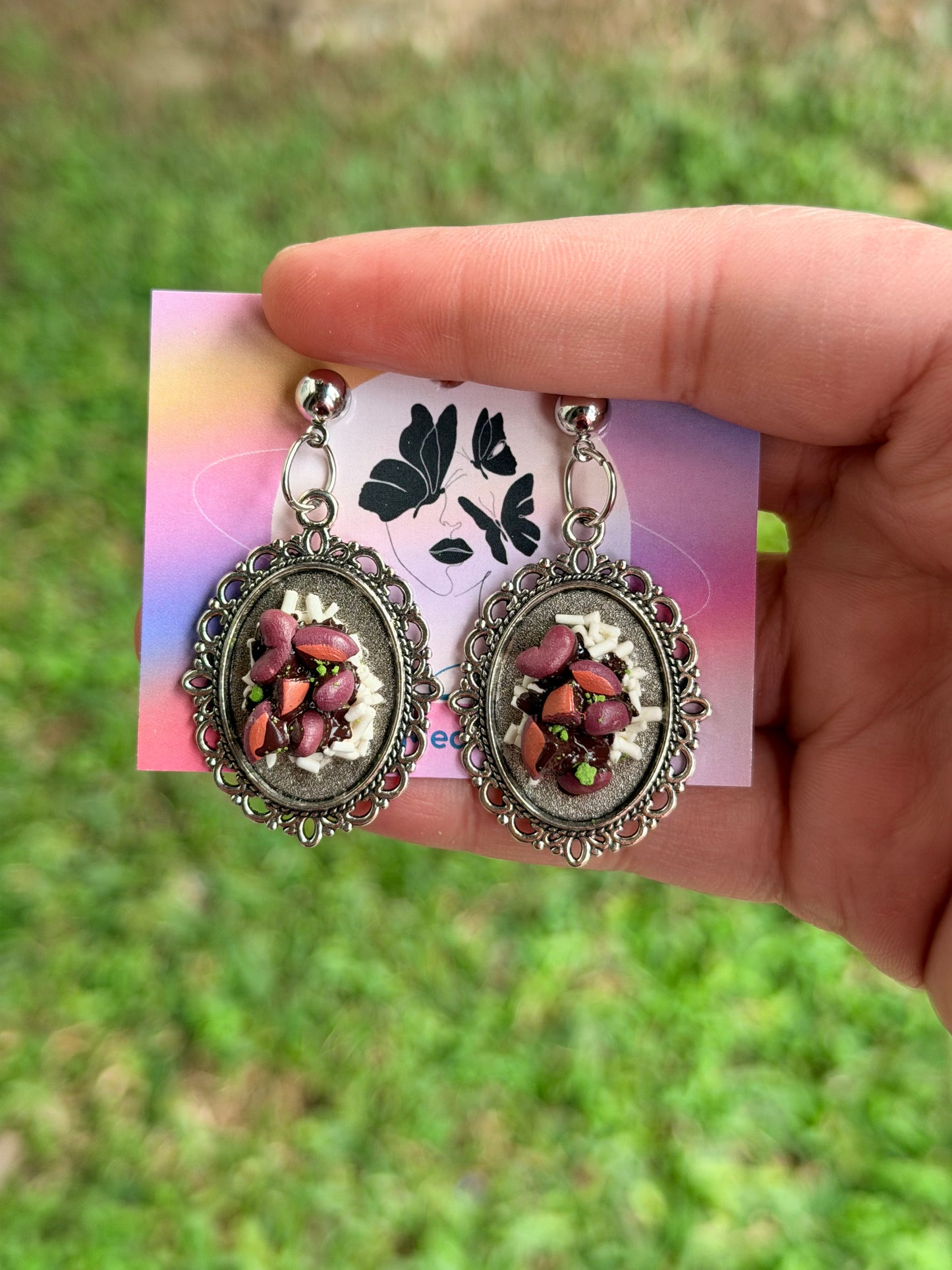 Red Beans and Rice Silver-Plated Earrings