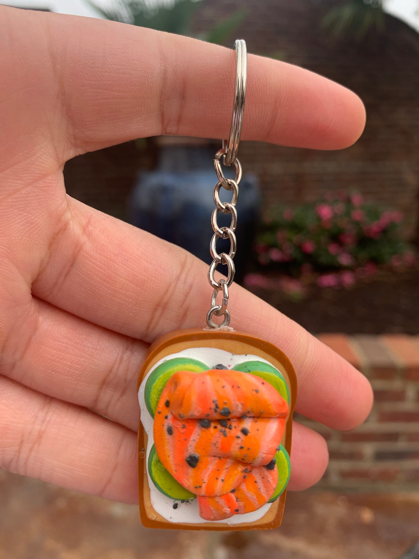 Salmon with Cucumbers Toast Keychain