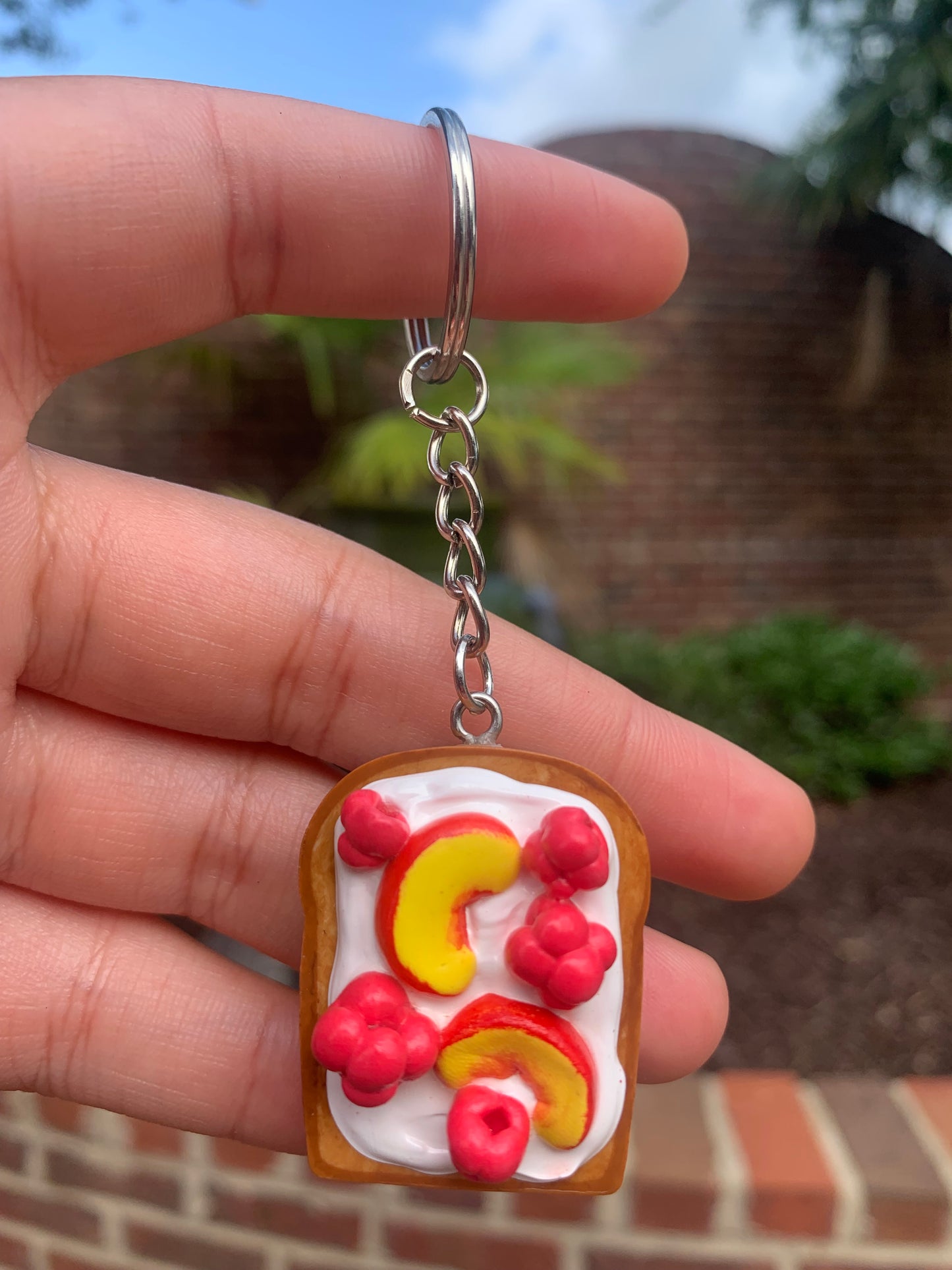 Peach and Raspberry Yogurt Toast Keychain