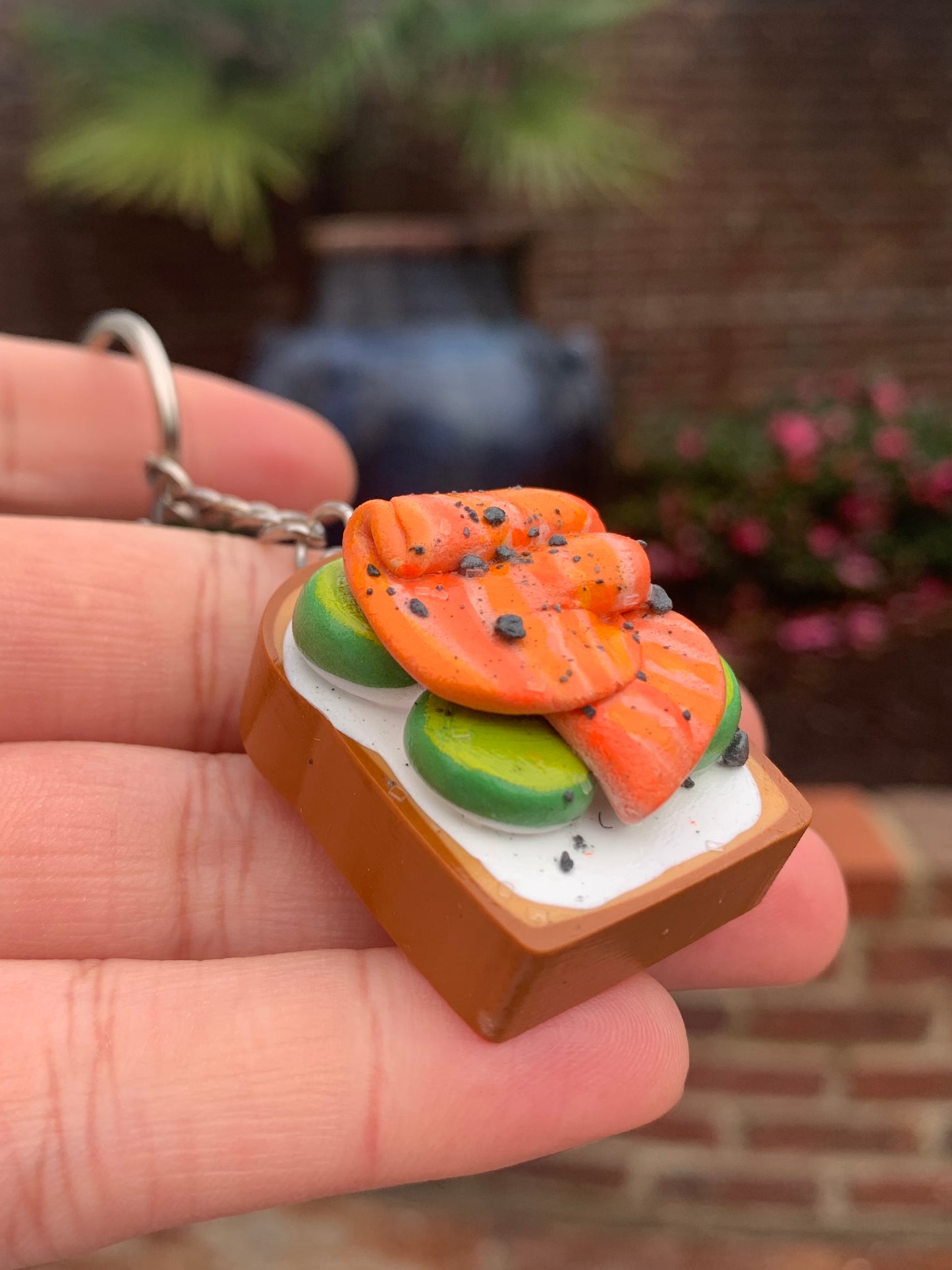 Salmon with Cucumbers Toast Keychain