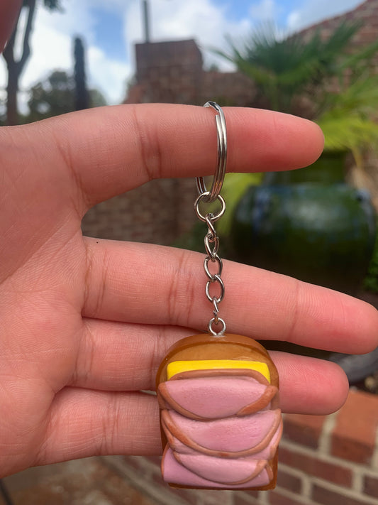 Open-faced Turkey and Cheese Sandwich Keychain