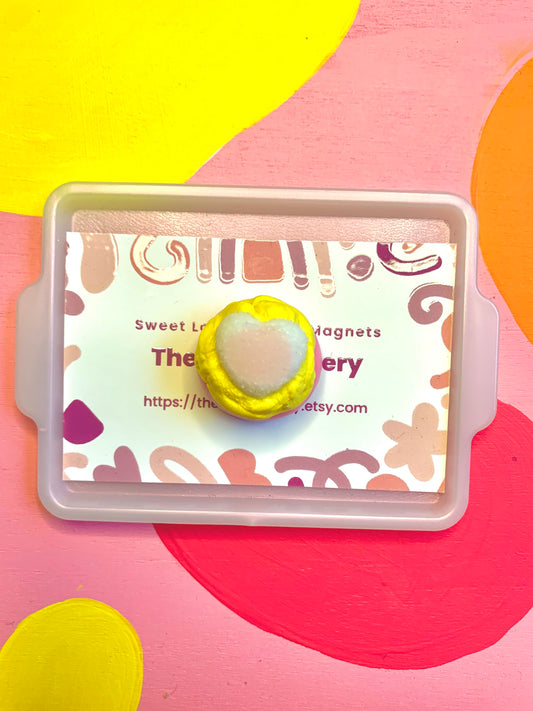 Yellow Cream with Heart Gummy Valentine Cookie