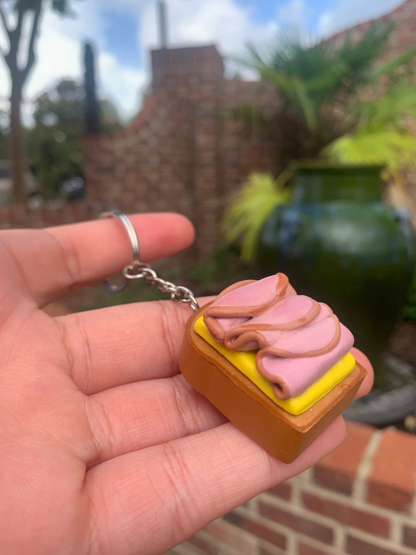 Open-faced Turkey and Cheese Sandwich Keychain