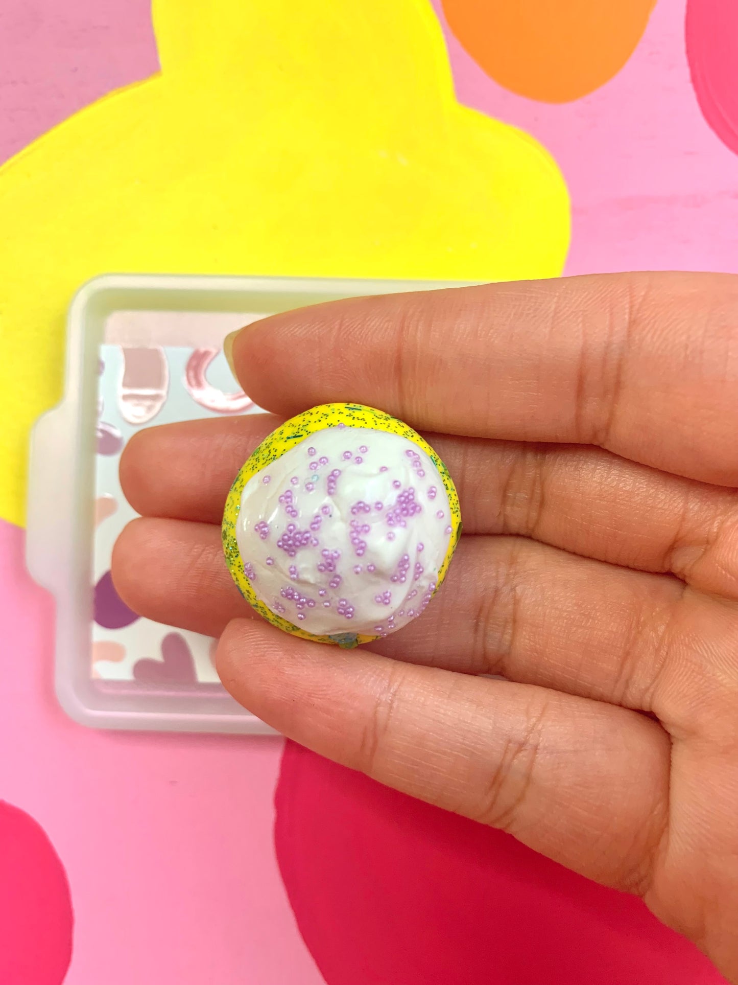Mardi Gras Cream Puff with Purple Sprinkles Cookie Magnet